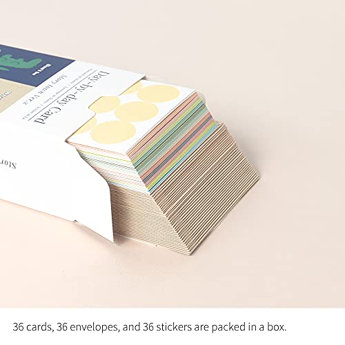 Monolike Day-by-day Card, Story town Ver.2 - Mix 36 Mini Single cards, 36 envelopes, 36 stickers Package - color: Story town Ver.2