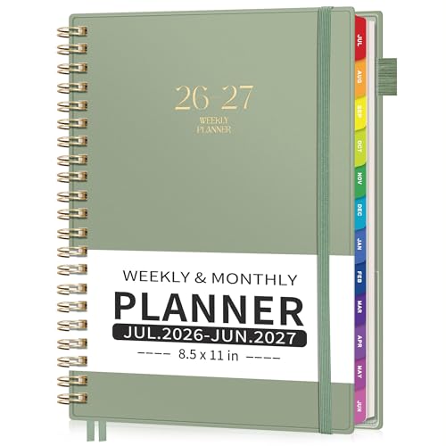 EMSHOI Academic Planner 2026-2027, A4 Size (8.5" x 11"), Weekly and Monthly - color: Light Green