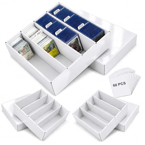 4 Row Toploader Trading Card Storage Box with Divider, Duty Double Wall Box - size: 3 piece 13in for Toploader