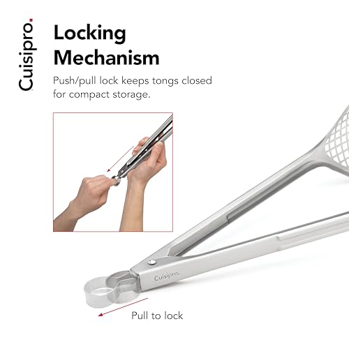 Cuisipro Stainless Steel Wide Grill/Fry Tongs, 12-Inch - size: 12-Inch