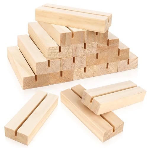 15Pcs 3.9x1.4 Inches Wood Table Number Stands, Wooden Place Card Holders, Acrylic Sign Holders for Wedding, Ceremony, Birthday, Party, Home Decoration, Events (3mm Slots) ﻿ - size: 15 Pcs- L 3.94"- Slots 3mm