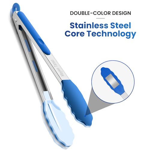 12-Inch Kitchen Tongs for Cooking with Silicone Tip,Classic Blue - color: 12"-Classic Blue