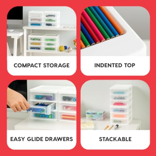 IRIS USA 2-Pack, 3-Drawer Small Plastic Stacking Desktop Organizer, White - color: White, style: Small - 2 Pack