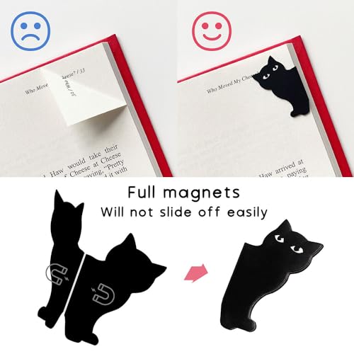 Yasest Magnetic Bookmarks-18 Pcs Bookmarks Black Cat Gifts for Book Lovers - style: ABC