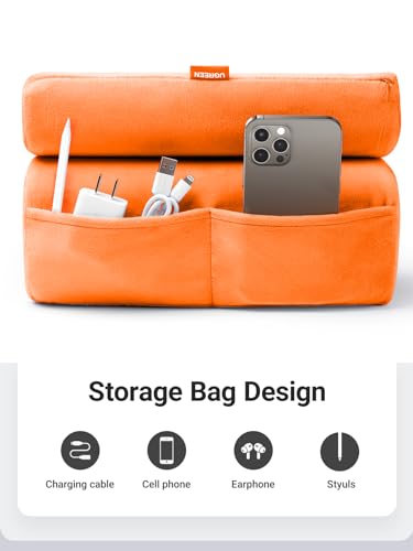 UGREEN Tablet Pillow Stand for Lap Soft Holder Bed with 3 Viewing Angles Adjustable Home Office Accessories Compatible with iPad Pro 13 12 11 10.5 Air Mini 5 4 3 2 Phone 16 15 14 E-Reader Orange - color: Orange