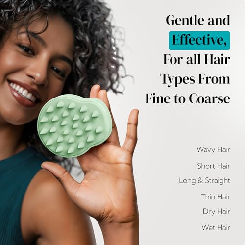 HEETA 2-Pack Large Scalp Massager Scrubber Shampoo Brush for Hair Growth - color: Light Beige & Green