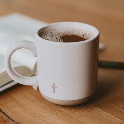 Sweet Water Decor Cross - Bottom Corner Stoneware Coffee Mugs - 14oz Cute Coffee Mugs for Hot & Cold Drinks - Dishwasher & Microwave Safe - Christian Gifts for Women and Men - Ideal Espresso Mugs - style: Cross - Bottom Corner