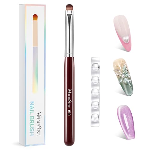MelodySusie French Manicure with Rosewood Handles Nail Brush, Size #10 - color: Brown, size: #10