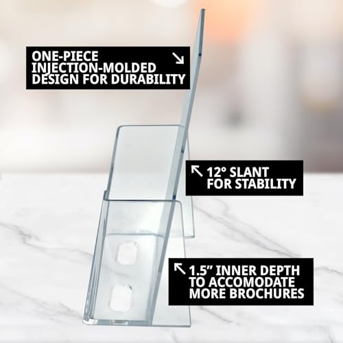 Azar Displays - 252012-50pk Clear Acrylic Trifold Literature Brochure Holder For Counter | Perfect For Pamphlets | Brochures | Menus | Promotions | Literature | Made In USA | - size: 50-Pack, style: No Business Card Pocket