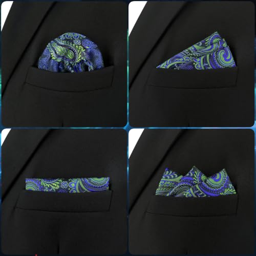 S&W SHLAX&WING Mens Pocket Square Paisley Multicolor Large for Business Wedding - color: Ah78