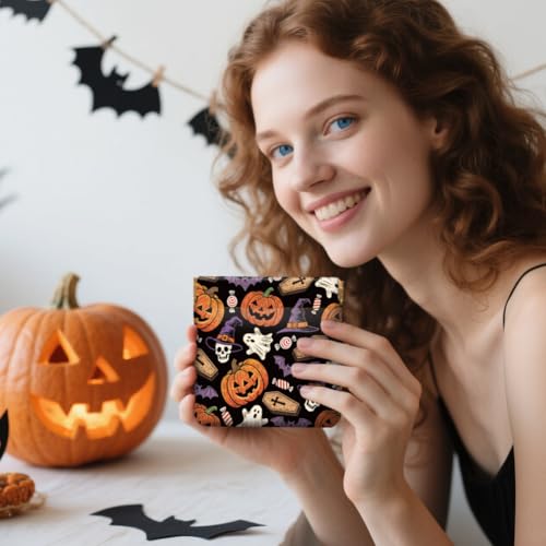 Peacoblue Halloween Elements Coin Purse,PU Leather Squeeze Pouch 4PCS - style: Halloween Elements