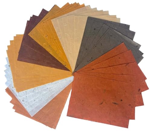 A5 50 Sheets Natural Fiber Mulberry Tree,Banan Bark Mulberry Paper Sheets Art Tissue Washi Paper Design Craft Art Origami Suppliers Card Making 8.3" x 5.8". (Brown Tone, A5) - color: Brown Tone, size: A5