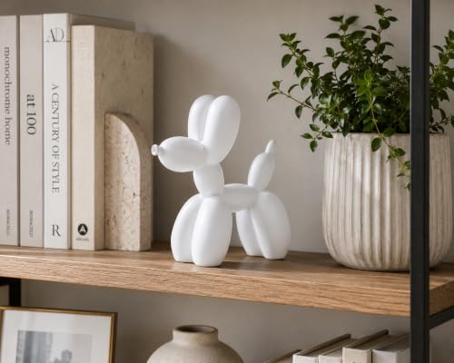 4 Inch Matte White Balloon Dog Sculpture - color: White