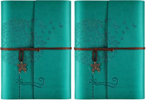OMEYA Leather Journal Notebook, Refillable Writing Journal Diary Planner，Gifts For Women,Men, Girls, Sister, Friends (Blue, A5-9.3''×6.3'') (Pack of 2) - color: Blue, size: A5-9.3''×6.3'' (Pack of 2)