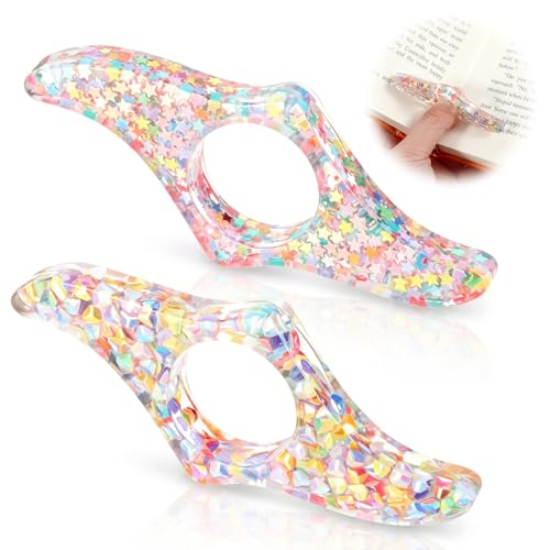 Thumb Book Page Holder, 2 PCS Bookmark Holders Transparent Resin Book Opener Holder Thumb Page Holders Books Reading Accessories for Women Girls Reading-Lovers