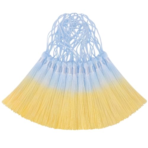 50Pcs 5 Inch Bulk Bookmark Tassel Kit for Graduation, Keychain(Blue Beige) - color: Blue&beige