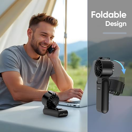AddAcc Portable Handheld Fan, 5000mAh Rechargeable Battery, Turbo Hand Fan, 132000 RPM Powerful Airflow, Travel Summer Essentials, Small Pocket Fan for Beach, Cruise, Camping, Music Festival