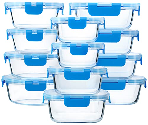 M MCIRCO 24 Piece Glass Food Storage Containers with Lids, Blue - color: Blue