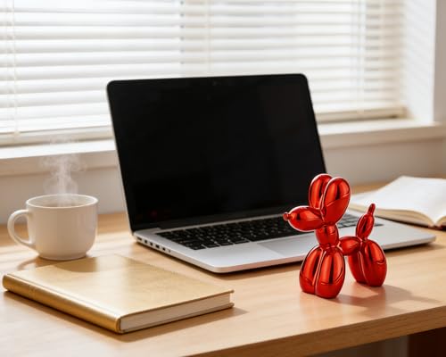 4 Inch Shiny Red Balloon Dog Sculpture - color: Shiny Red
