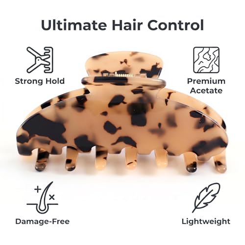 Big Hair Claw Clips Tortoise Shell Large Claw Clip For Women - color: Tortoise Shell