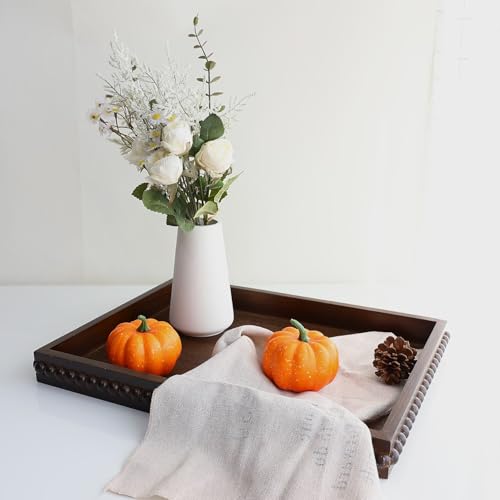 Hrastany Wood Decorative Tray for Coffee Table, Dark Brown - color: Re Dbrown, size: 15.7" x 11.8" x 1.6"