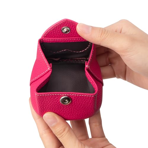 Royal Bagger Genuine Cowhide Leather Coin Purse for Women, Lychee Pattern Mini Change Pouch with Buckle Closure, Compact Accessory Bag 1603 (Black 1604) - color: Black 1604