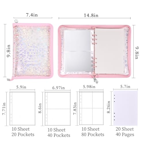 MUDOR 4 in 1 Sticker Storage Organizer Binder,Collecting Book Album Holder - color: Pink