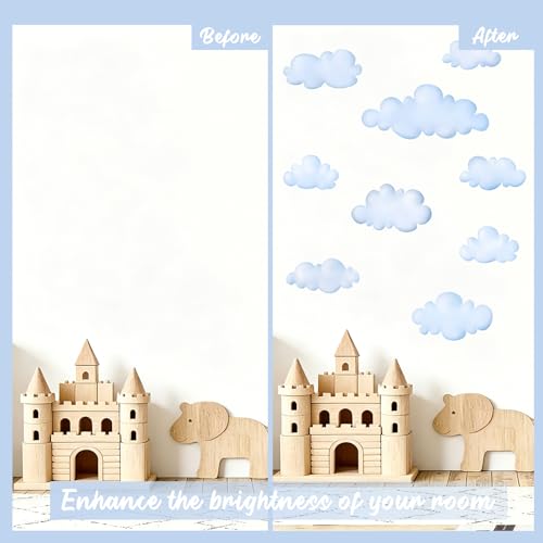 Cloud Wall Decals - 8 Sheets 32 Pcs Cloud Wall Stickers Vinyl Cloud Peel and Stick Wallpaper Blue Wall Decals Stickers for Kids Nursery Bedroom Living Room - color: Cloud
