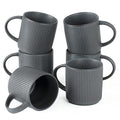 famiware Coffee Mug Set of 6, Star 12 oz Ceramic Mugs Cups Set with Handle - color: Star-Matte Dark Charcoal, size: 6 Count (Pack of 1)