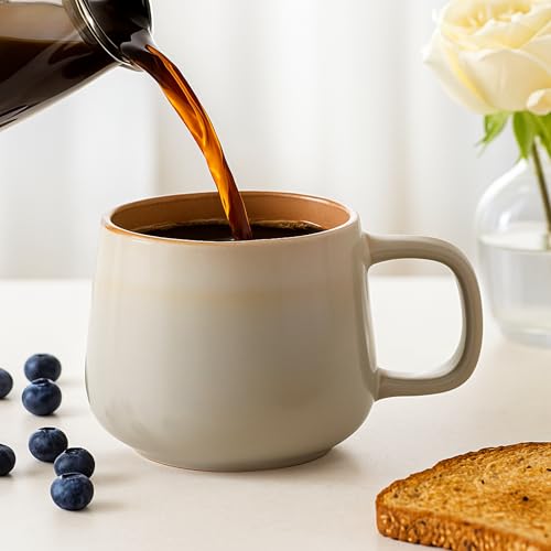 Ava Nord Large Stoneware Ceramic Coffee Mugs Set of 4 | 16 oz | Sage Ash - color: Sage Ash, size: 16 Oz