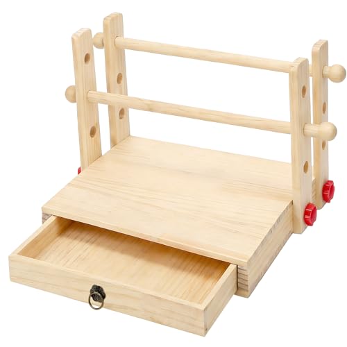 Novabright Book Folding Tools with Drawer Wooden Book Decorative Folding Stand 12" x 12" Multipurpose Portable Adjustable Fold Stand with Storage Function for Xmas Gift, Books not Included - style: Drawer