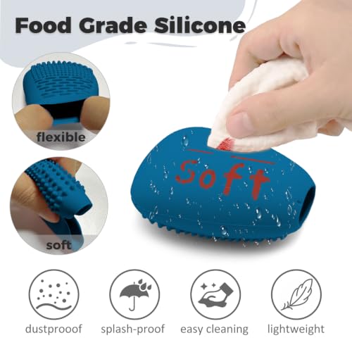 Vidsel Silicone Makeup Brush Covers with Built-in Cleaner Mat, Blue 3-Pack - color: Blue
