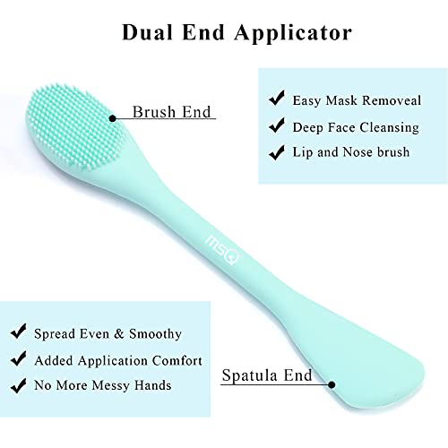 MSQ Silicone Face Mask Brush, Soft Facial Cleansing Scrubber, 2 Pack Double-End Facial Mask Brush for Mud, Clay, Charcoal Mixed Mask, DIY, Skincare Applicator Tools (Pink) - color: Pink and Blue