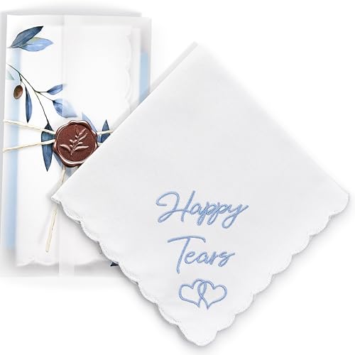 Happy Tears Wedding Handkerchief Something Blue Gift for Bride - color: Happy Tears X 1 (Blue)