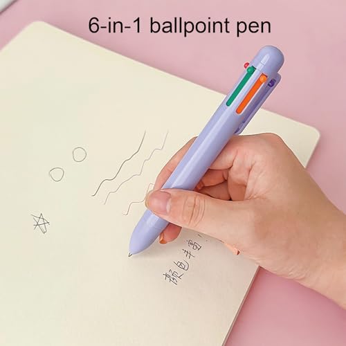 MOZXIRZ 6 Pcs Cute Purple Stationery Set for Women Back to School Supplies Office Supplies Including Gel Ink Pens 6-in-1 Ballpoint Pens Pencil Eraser (Purple) - color: Purple
