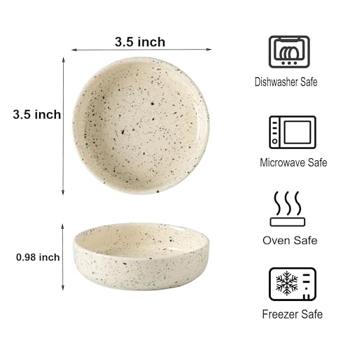 Dipping Bowls Set of 4, 2462°F High-Fired Ceramic Small Bowls for Dips, Olive Oil & Sauce, Elevates Table Setting, Idea for BBQ, Afternoon Tea, Entertaining, Housewarming & Holiday Gifts - color: Beige