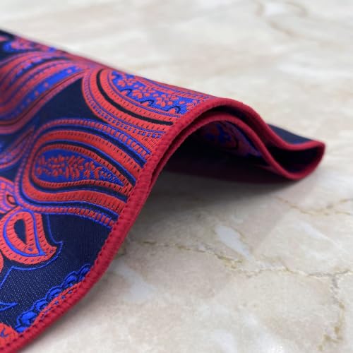S&W SHLAX&WING Mens Pocket Square Paisley Multicolor Large for Business Wedding - color: Ch12