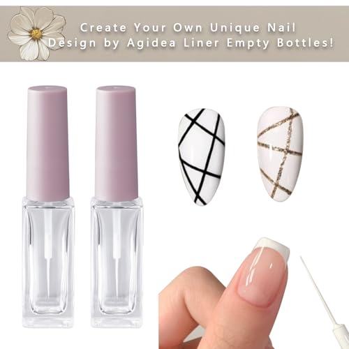 Nail Art Liner Empty Bottles 7ML, 6 Pack Empty Blooming Nail Polish Bottles with Brush & Mixing Balls & Funnels for Nail Decoration DIY Art (Not for Gel) (PINK) - color: PINK