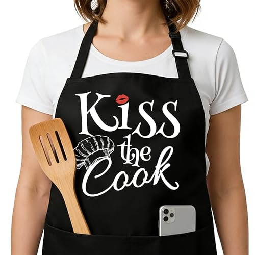 Funny Black Apron with Pockets for Man,Dad,Husband,Father in Law,Chef Daddy Women Grilling Apron BBQ Cooking Gifts - color: Apron-8
