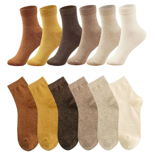 MAGIARTE Womens Mini Crew Cotton Socks,6 Pairs - color: Color#17