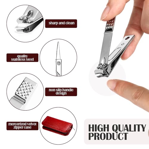 Coume 24 Sets Mini Manicure Kit for Women Men Nail Clippers, Red Series - color: Red Series