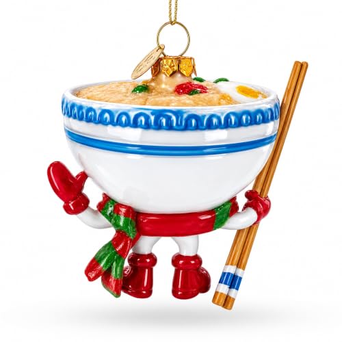 Ramen Bowl with Chopsticks Glass Christmas Ornament