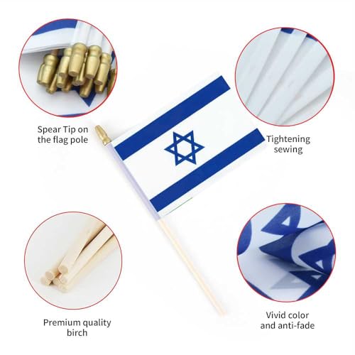 25Pack Small Israel Flag Handheld Mini Israeli Flag on Stick 5x8 Inch - color: Israel