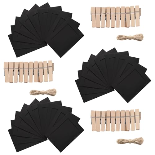 30Pcs 5x7Inch Black Paper Photo Frames with String & Clips - color: Black, size: 5x7inch