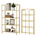 Crofy 4-Tier Wider Foldable Bookshelf, Gold Frame & Transparent Shelves - color: Gold Frame & Transparent Shelf, size: 4 Tier Wider