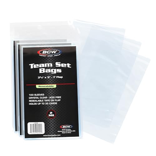 BCW Resealable Team Set Bags, Holds 35 Cards or 5 Toploaders, 400 Count - size: 300 Pack