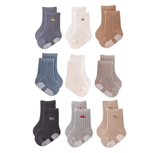 J Poqobog Baby Non Slip Grip Crew Socks,Toddler Boys Socks Girls Cotton - color: Boys, size: 2-3T