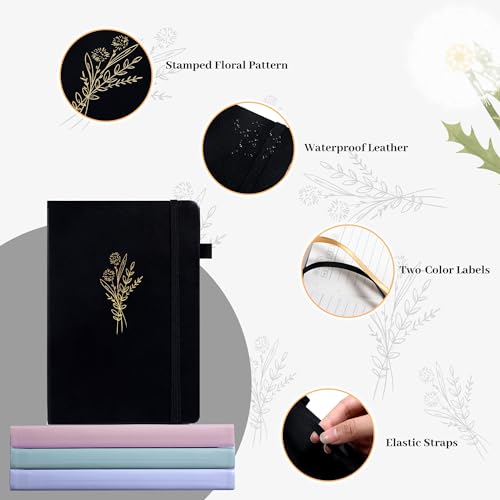 Lined Journal Notebook for Women Cute Leather Journals for Writing - color: Black