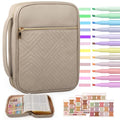BellaHold Bible Cover Case for Women Quilted Bible Case with Handle Strap - color: Desert Taupe, size: M/L