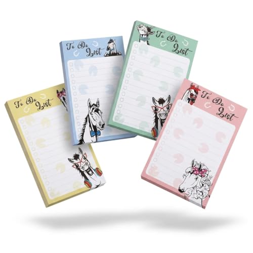 4 Pads Horse Cute Sticky Notes 4x6 Funny Post it Notes Animal Stationary - color: Horse